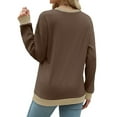 thumbnail image 4 of Sweatshirts for Women Loose Fit Color Block Pullover Casual Ribbed Long Sleeve Crewneck Sweatshirt Fashion Tops, 4 of 5