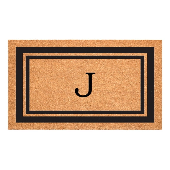 Black Border 24" x 48" Monogram Doormat (Letter j)