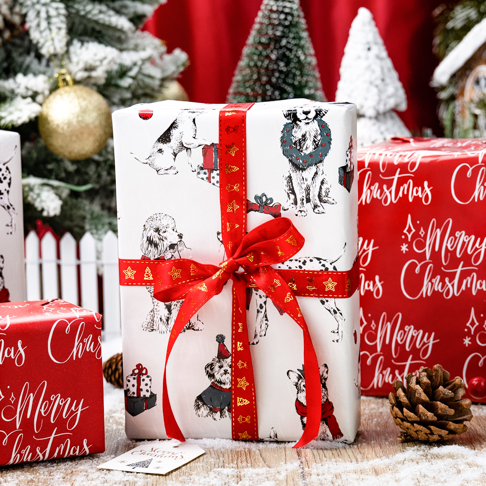 HOMERAL Reversible Christmas Dog Wrapping Paper photo 3