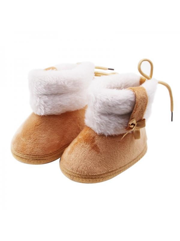 Winter Snow Booties Pom Boots Faux Fur Newborn Baby Pram Shoes Boy Girl 