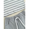 thumbnail image 6 of Infant Baby Boys Summer Short Set, Short Sleeve Hooded Striped T-shirt with Elastic Waist Shorts Outfit, 6 of 7