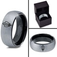 thumbnail image 4 of Tungsten Gaming Gamer Zelda Legend Sword Shield Band Ring 8mm Men Women Comfort Fit Black Dome Brushed Gray Polished, 4 of 4
