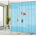 thumbnail image 4 of Ambesonne Swimming Theme Shower Curtain, Lady Guy Swimmers, 69"Wx75"L, Pale Blue Dark Pink Peach, 4 of 4