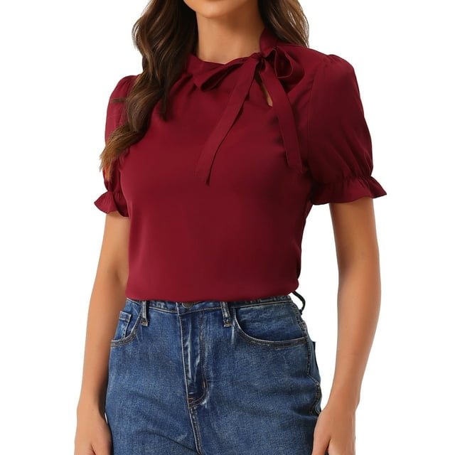Top Elegante De BluDe ManCorDe OficiDe Las Camisas Del Cuello De PajariDe Las Mujeres BorgoXL