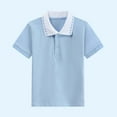 thumbnail image 4 of KyCheLot Boys Girls School Shirts Cotton Breathable Button Collared Short Sleeve Uniform Tshirts for 3-15 Years, 4 of 5