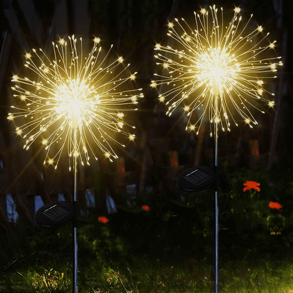 Outdoor Lights 200 LED Multi Pack, Outdoor Solar Lights Firework for Christmas Outside Fairy Firework Decorative for Yard Pathway Flower Bed Planter Balcony Patio Fence Decor (Warm White)