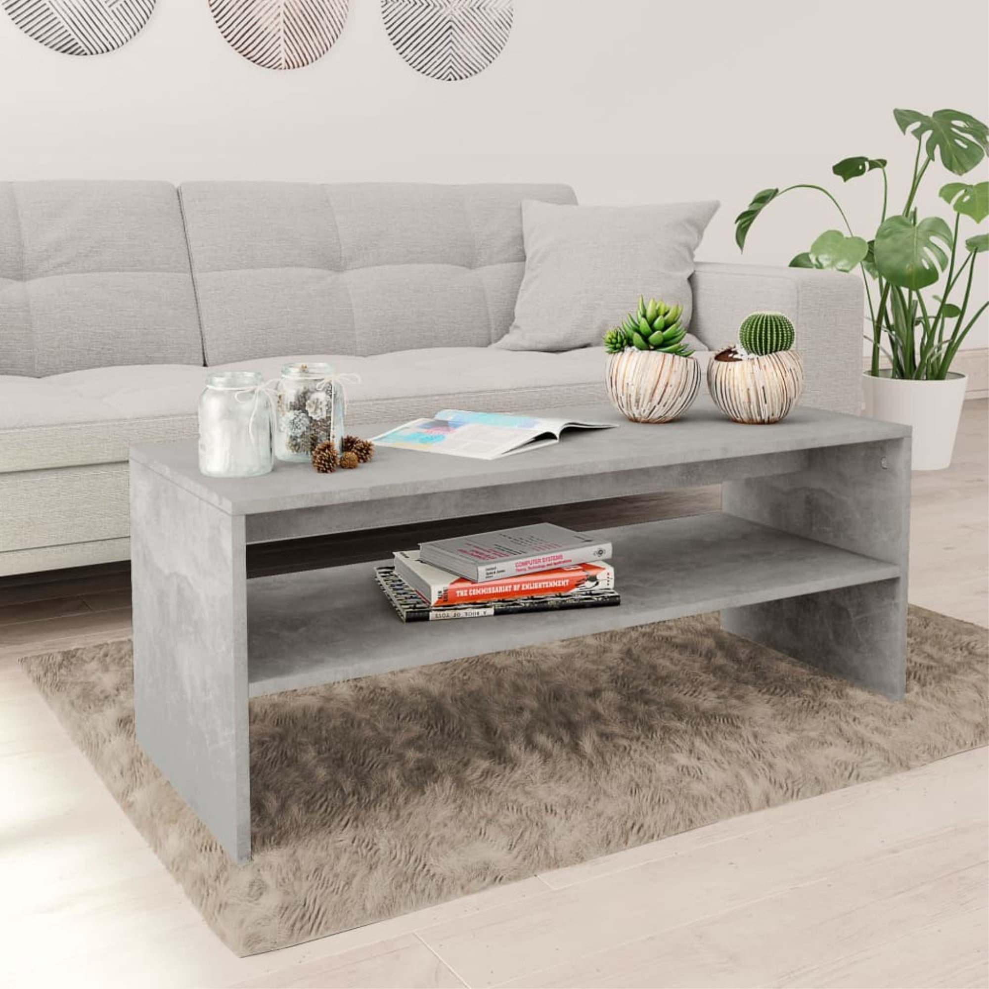 vidaXL Coffee Table Concrete Gray Chipboard Tea End Side Lamp Table Furniture