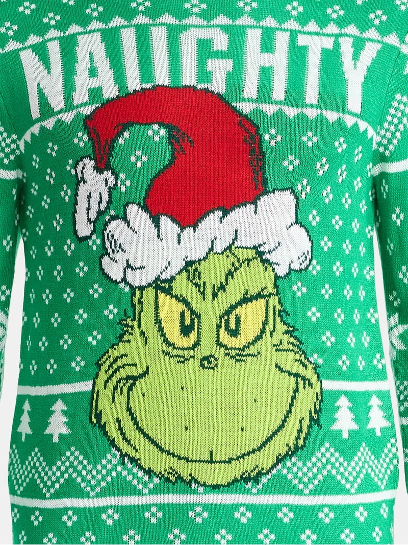 Dr. Seuss Grinch Naughty Men's and Big Men's Holiday Ugly