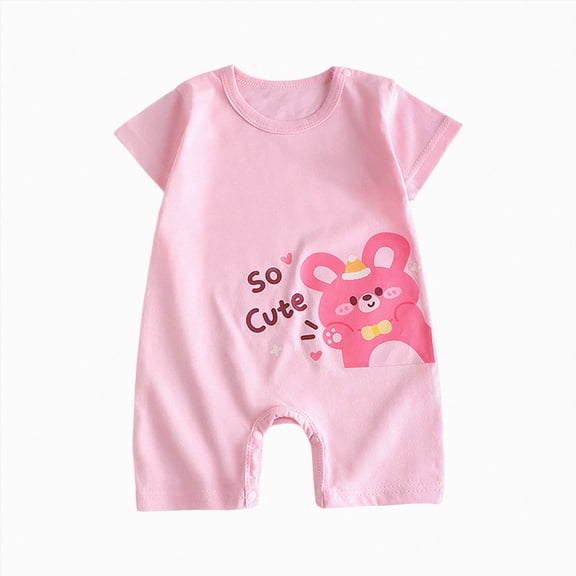 CAUYDY Newborn Pajamas Short Sleeve Romper Unisex Baby Clothes Preemie Sleepers Girl Boy Infant Spring Summer Sizes 6-9 Months,Pink