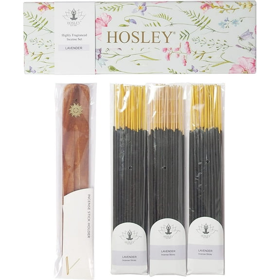 Hosley 120 Lavender Incense Sticks and 12 Inch Long Incense Stick Holder
