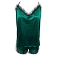 thumbnail image 1 of Gibobby Lencería de encaje para mujer Trim Mujer Correa Conjuntos Ropa de dormir Sin mangas Ropa de dormir Pijama Encaje Top Satén Íntimos(Verde, M), 1 of 5