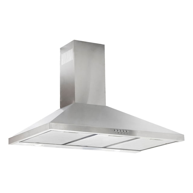 Campana para cocina de pared piramidal 90 cm Acero Inoxidable, 3 Velocidades, Doble Filtro de malla lavable y Filtro de carbón activado, Luz LED, Extrae y Purifica AVERA CEP90