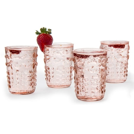 Fleur de Lys Juice Drinking Glasses (Set of 6, Vintage Pink)