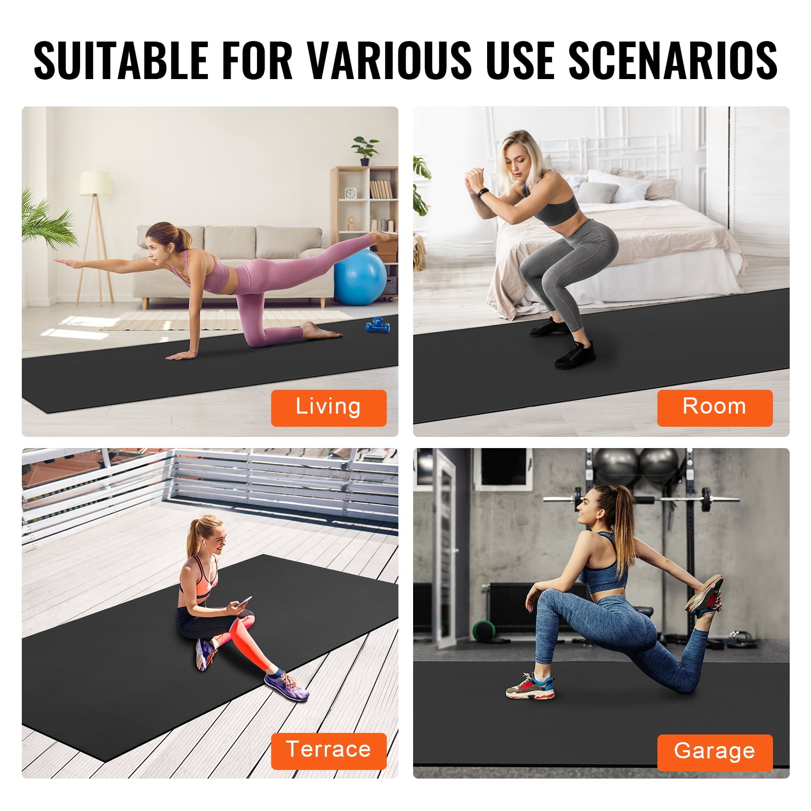 KFFKFF Large Yoga Mat,12x6ft Durable Non-Slip Fitness Mat, Multi-Purpose Exercise Mat for Both Men and Women, Includes Portable Bag & Strap, Ideal for Home Yoga, Pilates & Floor Exercises