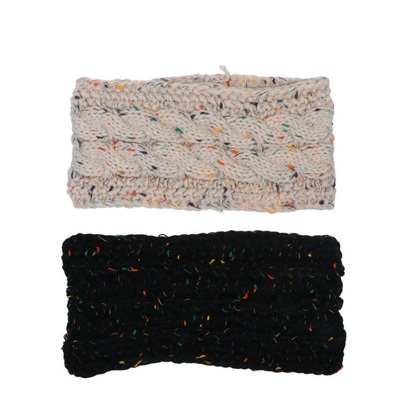 2 piezas de tejer bandas para el cabello diadema elástica llanta ancha tocado moda mujer tocado para invierno y beige