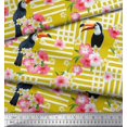 thumbnail image 2 of Soimoi Yellow Rayon Fabric Floral & Toucan Bird Decor Fabric Printed BTY 42 Inch Wide, 2 of 3