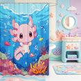 thumbnail image 2 of Manfei Ocean-Themed Axolotl Shower Curtain 72Wx72L,Kawaii Ocean Animal Bathroom Curtain, 2 of 5
