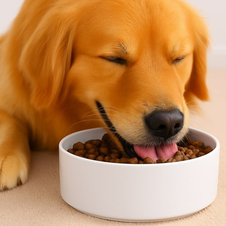 Ceramic Dog Bowl for Large Breeds –60oz - 8.2″ Wide, Non-Slip Food and Water Bowl, Heavyweight, Dishwasher Safe, White- Vallary