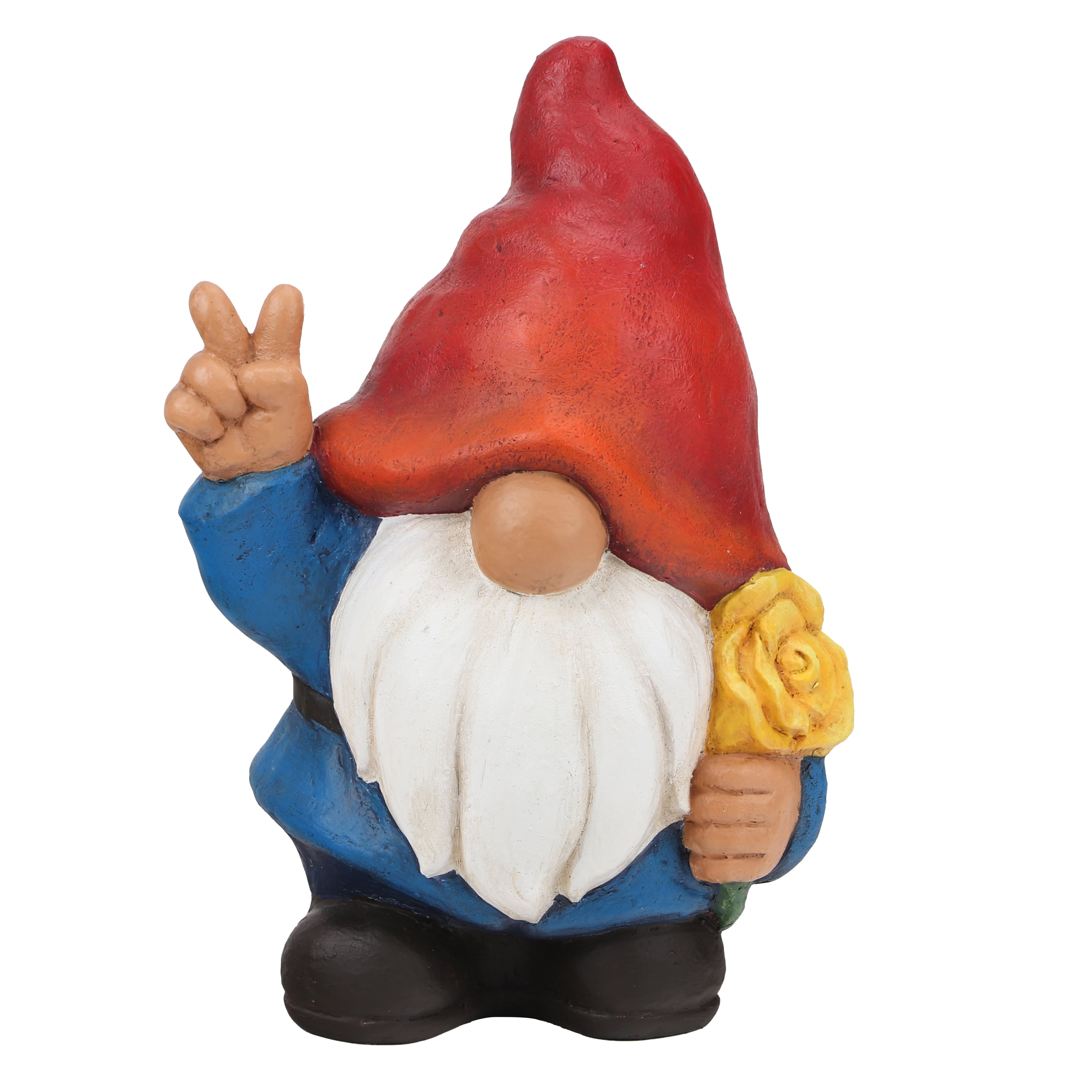 Mainstays Outdoor Red Blue Gnome Garden Statue, 6.75 in L x 4.5 in W x 9.75 in H