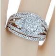 thumbnail image 2 of 1.20 ctw Diamond Engagement Ring Bridal Ring 14K White Gold Womens 5 Band Style Wide Ring, 2 of 3