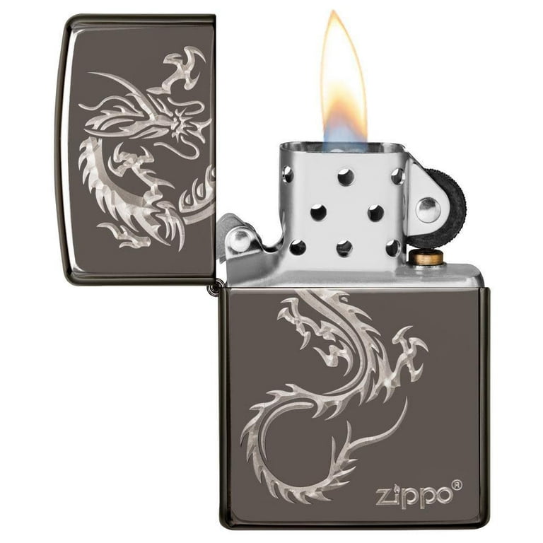 Zippo Chinese Dragon Design Black Ice Pocket Lighter