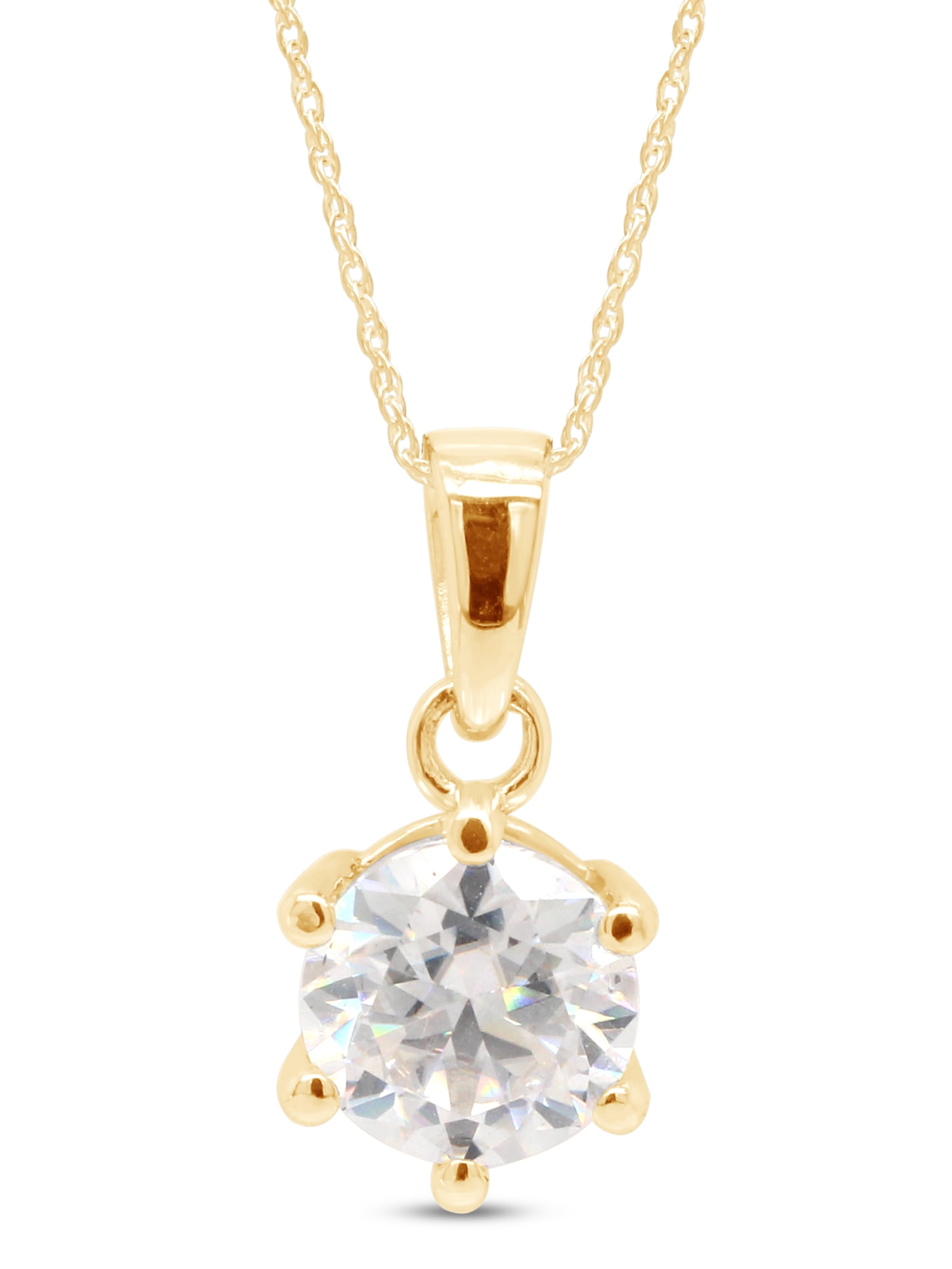 Moissanite Diamond Necklace Diamond Pendant 14K Gold 6.5mm 1 Carat Brilliant Round Moissanite Solitaire Pendant Necklace