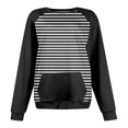 thumbnail image 4 of Wyzesi Chandails en Molleton pour Femmes Boutons Mode Décontractée Rayé Couleur Unie Imprimé avec Poche Col Rond Manches Longues Sweat à Capuche Noir Chandails en Molleton Femmes Ouvert devant, 4 of 5