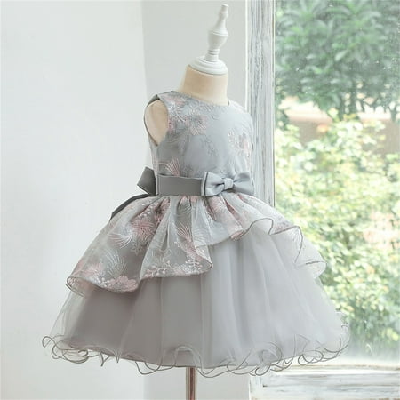

Aayomet Flower Girl Dresses Kids Toddler Baby Girls Spring Summer Tulle Cotton Sleeveless Princess Dress Clothes Gray 4-5 Years