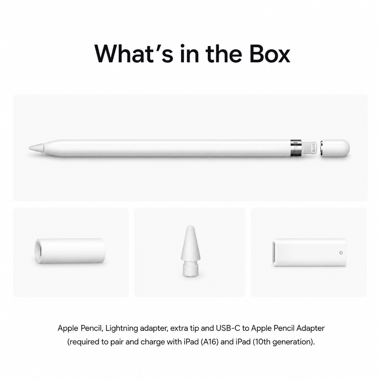 Apple Pencil (1st Generation) for iPad – Stylus with Lightning Connector, Precision Writing, White