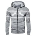 thumbnail image 1 of Awdenio Men's Christmas Fawn Print Hooded Zipper Cardigan Sweatershirt Hoodie, 1 of 3