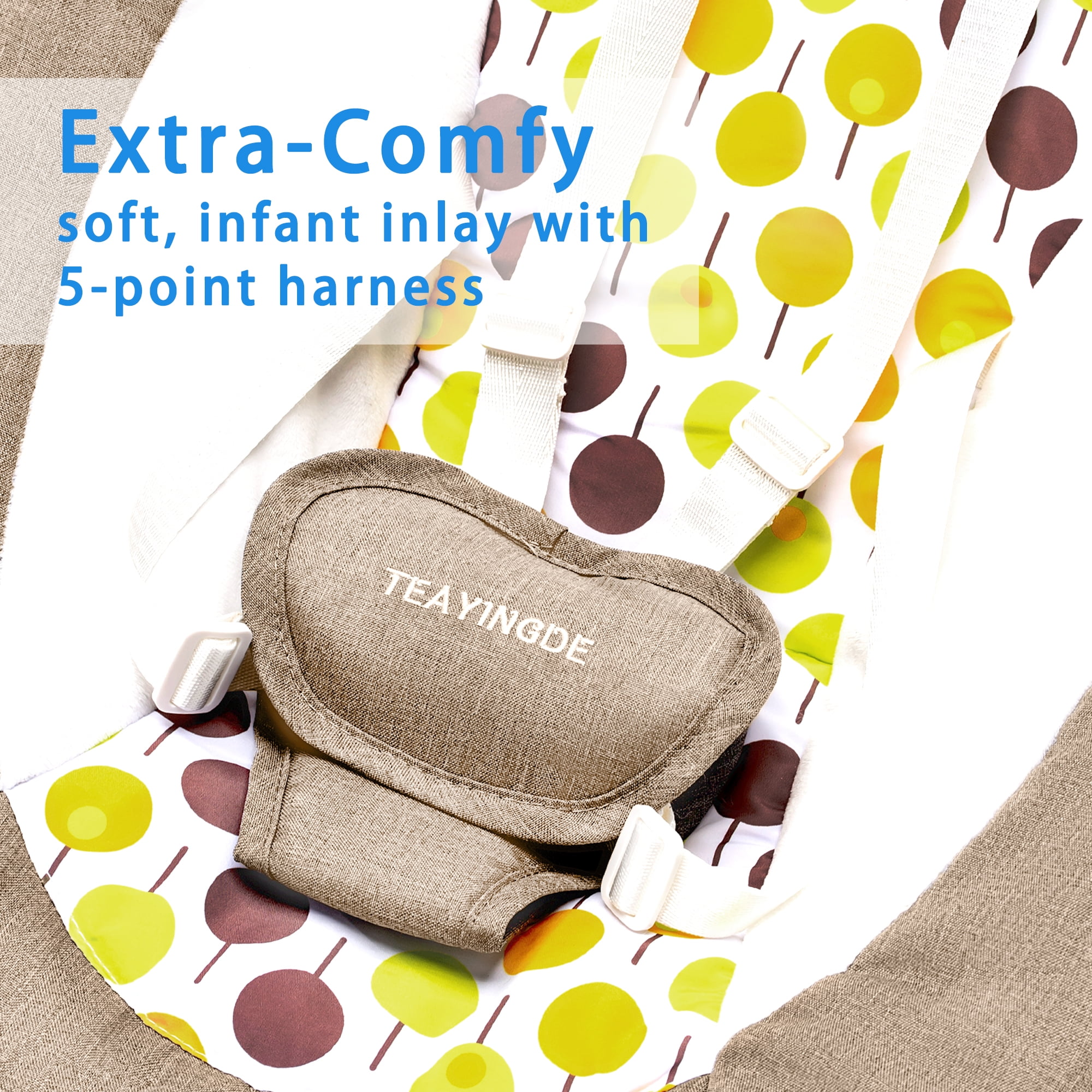 TEAYINGDE Baby Swing for Infants - APP Remote Bluetooth Control, 5 Speed Settings, 10 Lullabies, USB Plug (Gray)