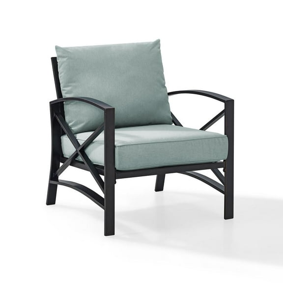 Crosley Furniture Kaplan Metal & Fabric Patio Arm Chair in Oil Bronze/Mist Green
