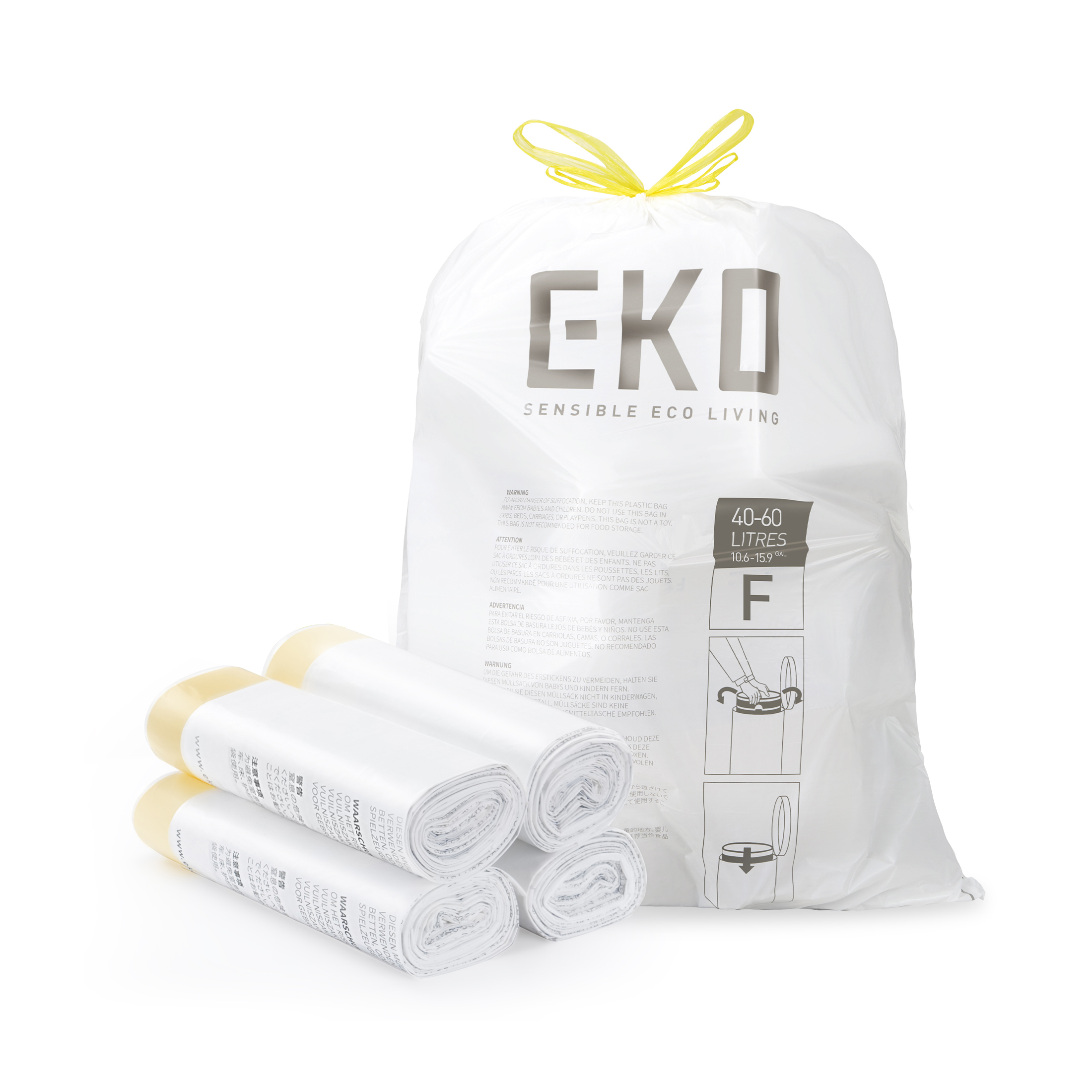 EKO Extra Strong 13 Gallon Kitchen Trash Bags, 48 Count photo 1