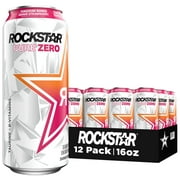 Rockstar Pure Zero Sugar Tangerine Mango Guava Strawberry Energy Drink, 16 oz, 12 Pack Cans