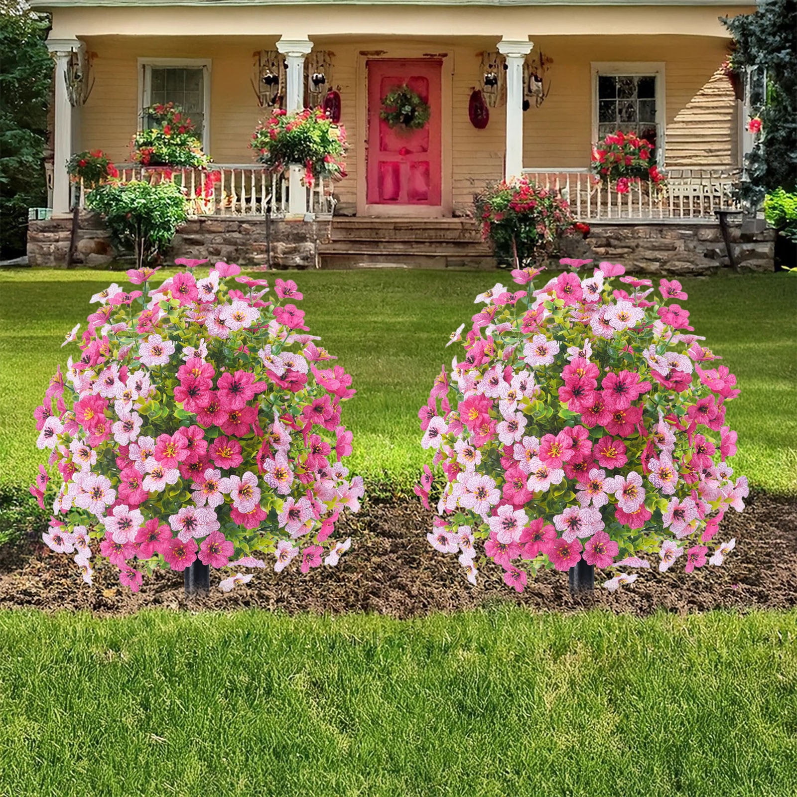 Deeceymbur Spring Violet Artificial Flowers Ground Stick for Wedding Aisle Markers Outdoor Indoor Decor Sunproof Faux Floral All Weather Arrangement