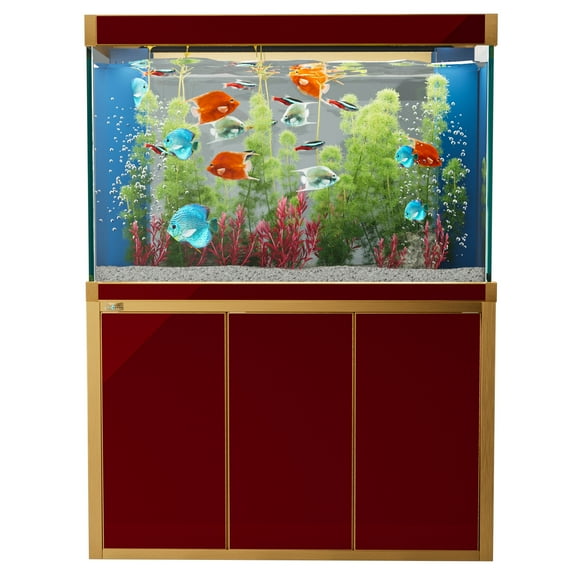 Aqua Dream 135 Gallon Tempered Glass All-in-one Aquarium Red and Gold