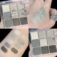 thumbnail image 2 of Paleta de sombras de ojos Black Smokey, maquillaje de ojos negros, paleta de sombras de ojos con brillo gris plata mate de 9 colores, sombra de ojos de Halloween con pigmento de brillo prensado JAMW Sencillez, 2 of 5