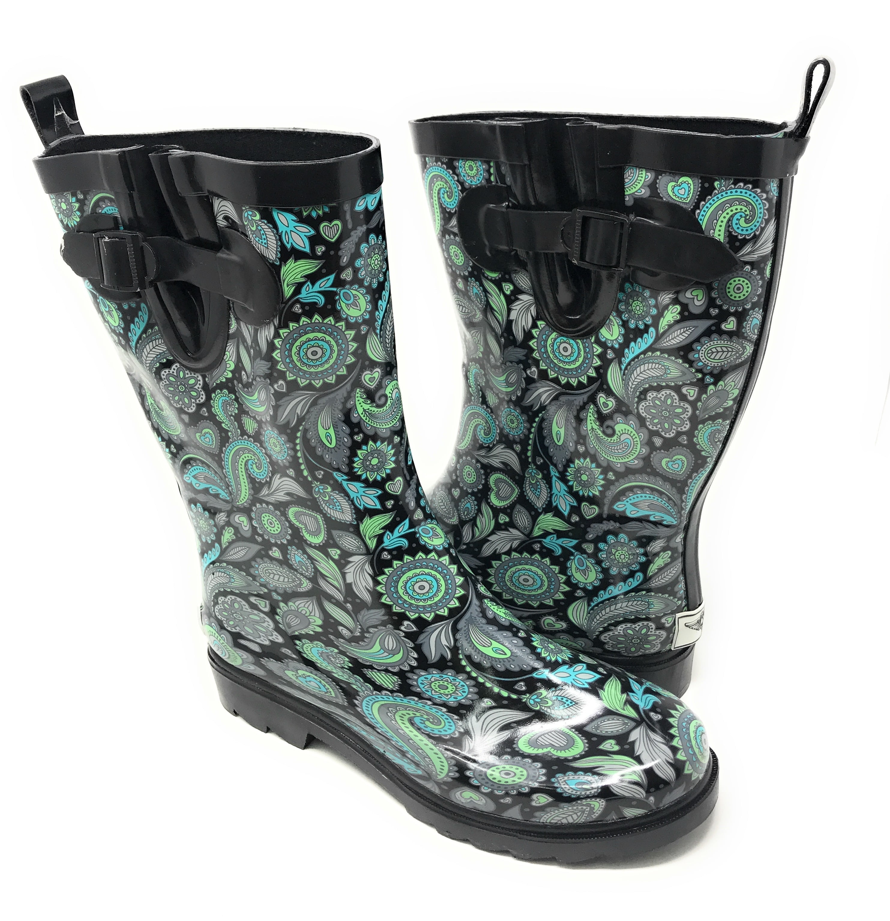 Forever Young Forever Young Women's Multi Paisley Print Rain Boots