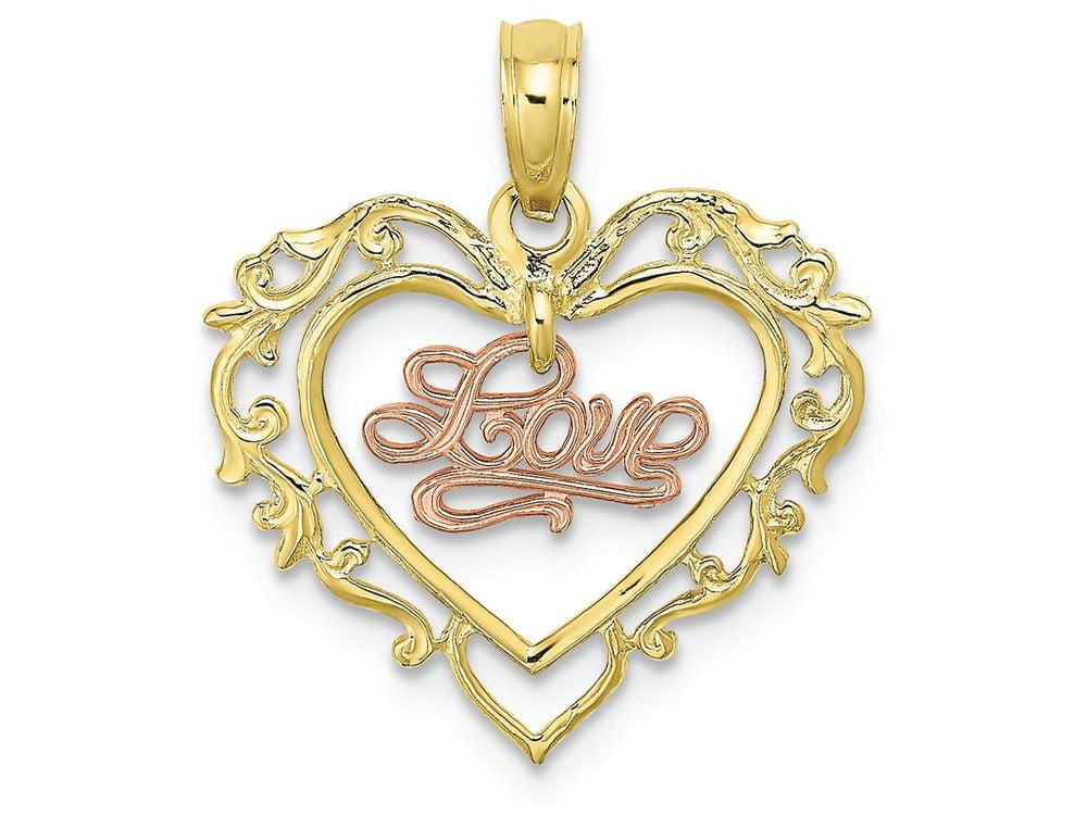 腕時計、アクセサリー フルオーダー Finejewelers 14k Two-Tone Gold Heart with Pink Love  Dangling Insidetwo-Colo vocV1o50FK - baltihouse.com.au