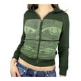 thumbnail image 3 of Yuemengxuan Girls Fashion Long Sleeve Hoodie, Printing Zipper Coat Slim Hooded Tops, 3 of 5