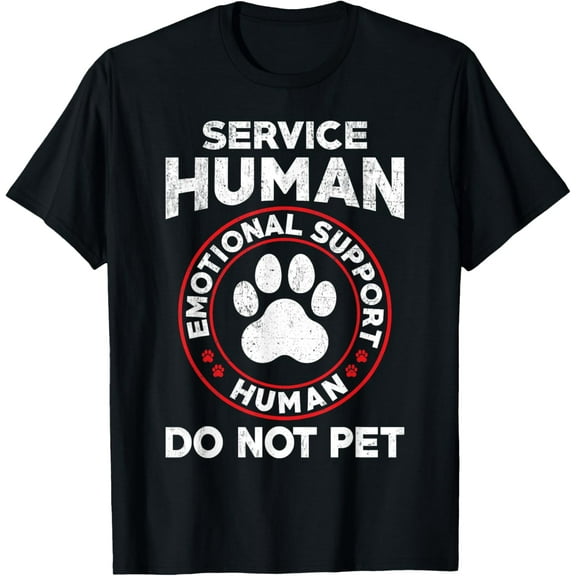 Service Dog Human Do Not Pet Funny Rescue Dog Owner Vintage T-ShirtMen's and women's gift, black and white T-shirt, size: Extra large S-4XL