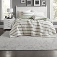 thumbnail image 6 of Modern Sage Green 3Piece Bedding Set YarnDyed Striped Polyester Comforter for AllSeason Use, 6 of 11