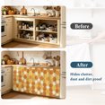 thumbnail image 4 of Orange Yellow Small Sink Skirt 10"Wx11"L,Dustproof Under Sink Curtain with Self Adhesive Tape,Farmhouse Abstract Geometric Hexagon Art Cabinet Curtain Cover for Bathroom Vanity,Kitchen Storage Shelf, 4 of 9