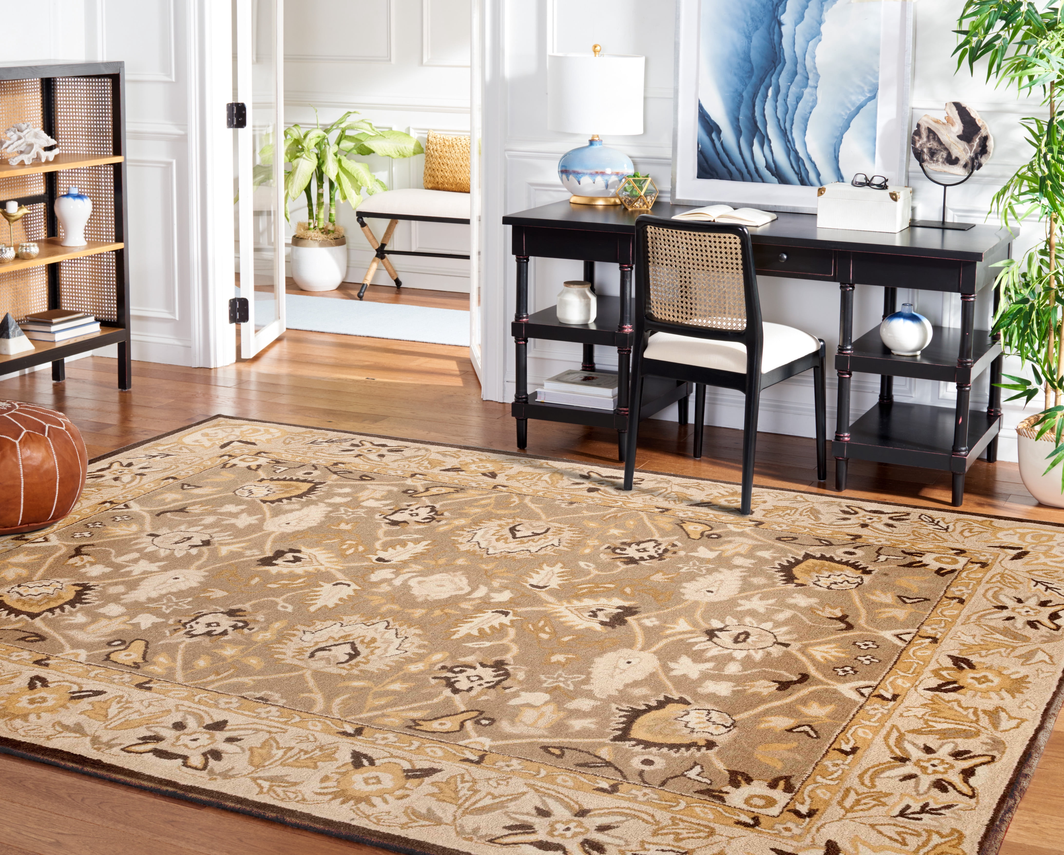 SAFAVIEH Anatolia Venice Floral Wool Area Rug, Sage/Beige, 3' x 5'