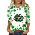 thumbnail image 2 of xixinqiwan Graphic Tees for Women 3/4 Sleeve Tshirts,Womens Cute Gnomes T-Shirt Shamrock Printed Shirts Long Sleeve Graphic Tees Tops, 2 of 6