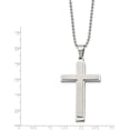 thumbnail image 4 of Chisel Stainless Steel Brushed and Polished Layered Cross Pendant on a Ball Chain Necklace - 22", 4 of 7