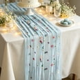 thumbnail image 4 of PoyoKee Sheer Table Runner, 118" x 28" Floral Embroidered Table Cloth, Sheer Organza Tablecloth Party Decorations for Kitchen and Dining, Home Decor, 4 of 6