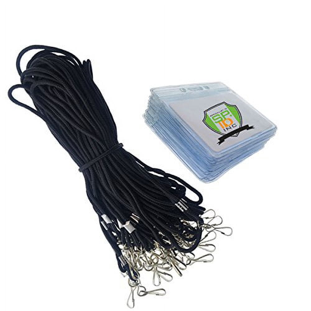 25 Pack of Premium Name Tag Badge Holders with Lanyards (Horizontal) by Specialist ID (Black)