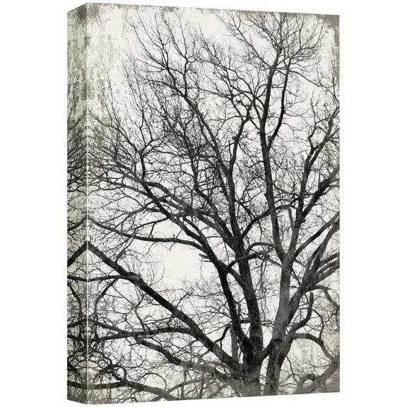 wall26 Canvas Print Wall Art Black & White Industrial Tree Silhouette Nature Plants Digital Art Modern Art Rustic Dramatic Dark Duotone for Living Room, Bedroom, Office - 24"x36"