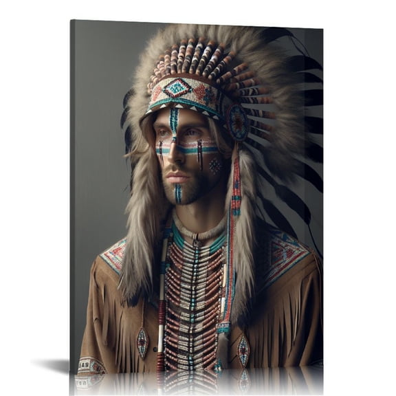 JRXY Indian Woman Art Print Poster Native American Art Poster Decorative Painting Canvas Wall Art Living Room Posters Bedroom Painting  12x16 in